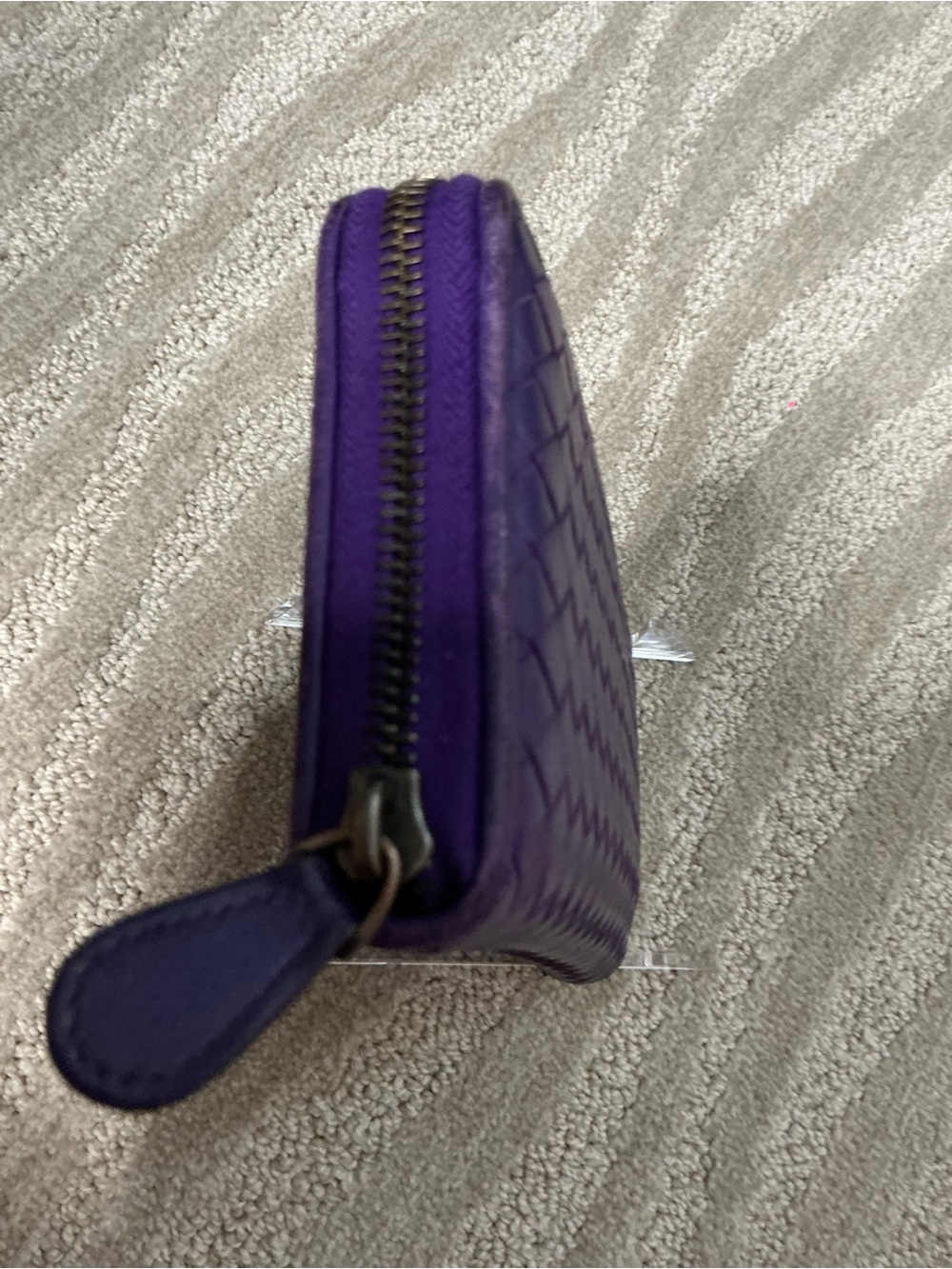 Bottega Veneta Intrecciato Purple Woven Leather Continental Zip Around Wallet - Picture 9 of 15